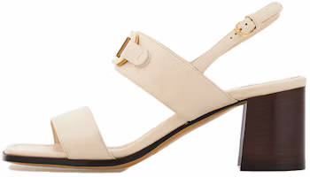 (Women) Ferragamo Gancini White Leather Block Heel Open-Toe Sandals 5.5cm Womens 01G963 769668 (Women) Ferragamo Gancini White Leather Block Heel Open-Toe Sandals 5.5cm Womens 01G963 769668