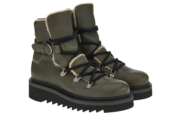 (W) FERRAGAMO Gancio Buckle Boots 'Green' 圖 3