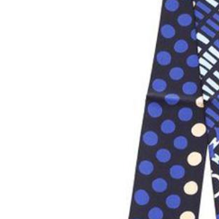 (Women) FERRAGAMO Geometric Design Silk Scarf for Women - Blue. 320911775428003 圖 4