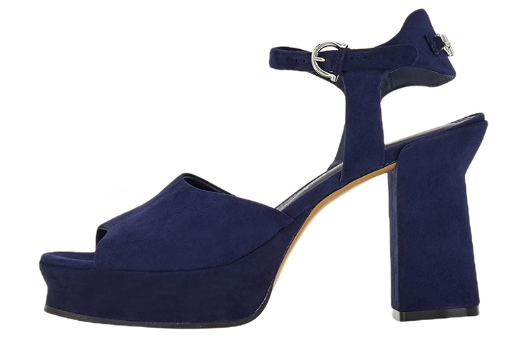(Women) FERRAGAMO Goat Leather Platform Peep-Toe Sandal 'Blue' 01E075-758581