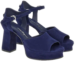 Order FERRAGAMO菲拉格慕 山羊皮 厚底露趾 時尚涼鞋 9.5cm 女款 藍色