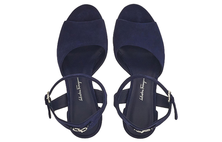 Lookbook (W) FERRAGAMO Sandalo Spuntato in Pelle di Capra con Zeppa ''Blu'' 01E075-758581