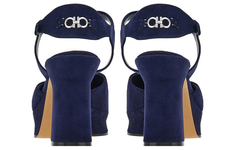 Shop (W) FERRAGAMO Sandalo Spuntato in Pelle di Capra con Zeppa ''Blu'' 01E075-758581