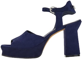 (Women) FERRAGAMO Goat Leather Platform Peep-Toe Sandal 'Blue' 01E075-758581 (Women) FERRAGAMO Goat Leather Platform Peep-Toe Sandal 'Blue' 01E075-758581