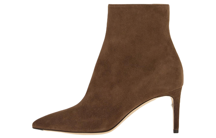 (W) FERRAGAMO Goatskin Suede Zip Ankle Boot 'Brown'