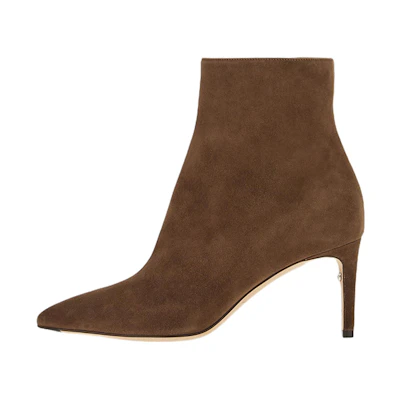 (W) FERRAGAMO Goatskin Suede Zip Ankle Boot 'Brown'