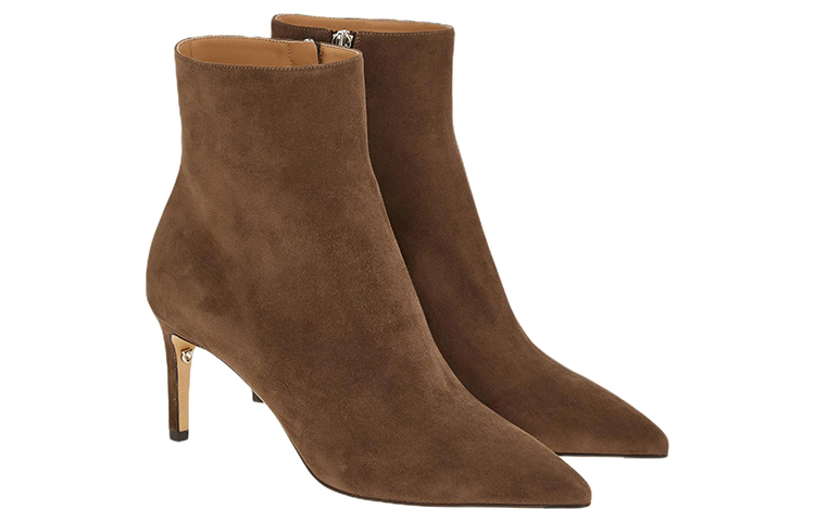 (W) FERRAGAMO Goatskin Suede Zip Ankle Boot 'Brown' 圖 3