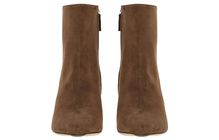 (W) FERRAGAMO Goatskin Suede Zip Ankle Boot 'Brown' 圖 4