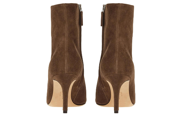 (W) FERRAGAMO Goatskin Suede Zip Ankle Boot 'Brown' 圖 5