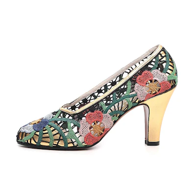 (W) FERRAGAMO High Heel 'Multicolor Cut-Out Floral'