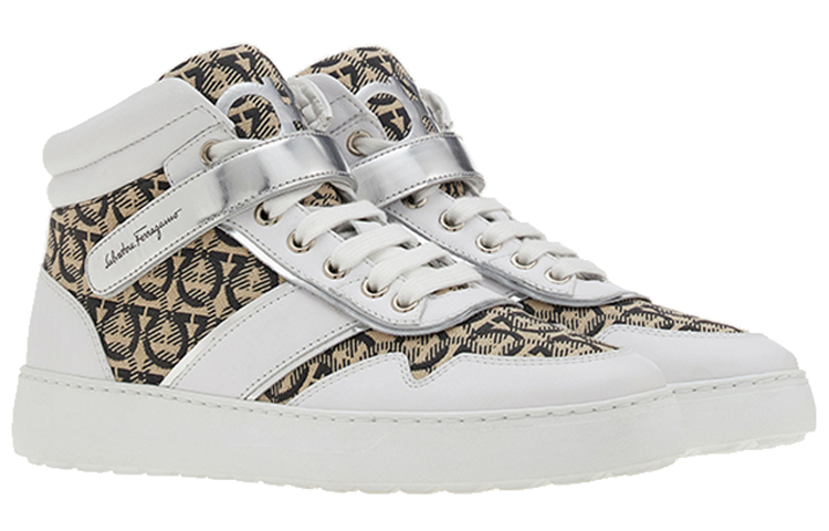 (W) FERRAGAMO High-Top Fashion Sneaker 'White Black' 圖 2