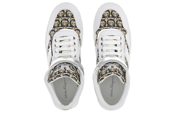 (W) FERRAGAMO High-Top Fashion Sneaker 'White Black' 圖 3