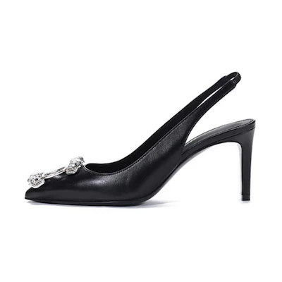 (W) FERRAGAMO Hiroshi 'Black Studded High Heel Sandals'