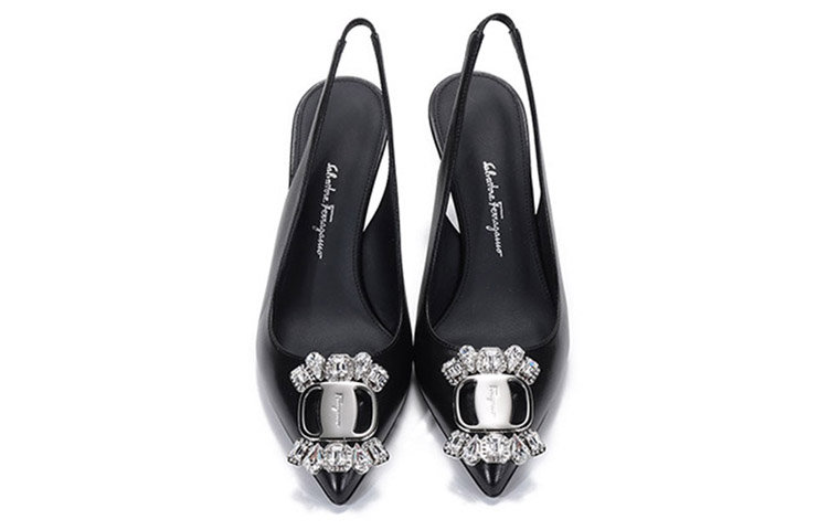 Shop (Women) FERRAGAMO Hiroshi 'Black Studded High Heel Sandals' 01A584-741137