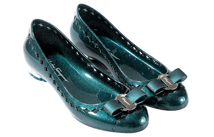 (W) FERRAGAMO Jelly Cutout Flats 'Green' 圖 2