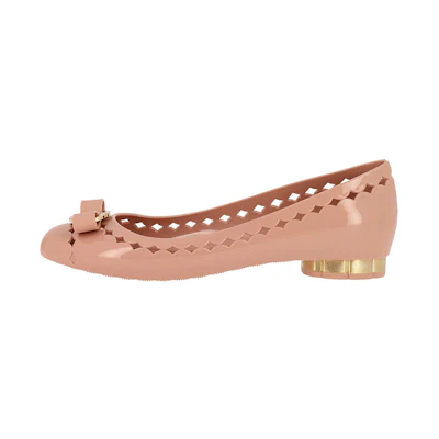 (W) FERRAGAMO Jelly Flat 'Pink Bow Cut-Out'