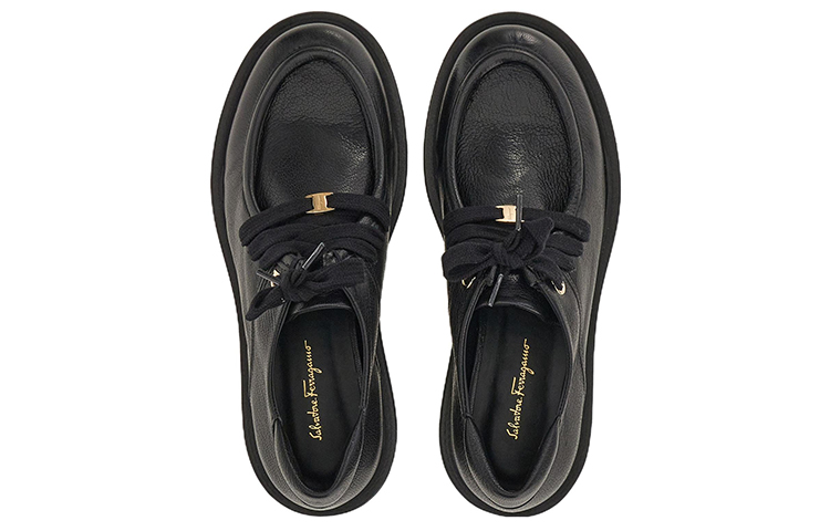 Lookbook FERRAGAMO菲拉格慕 羊皮 系帶 平底鞋 女款 黑色