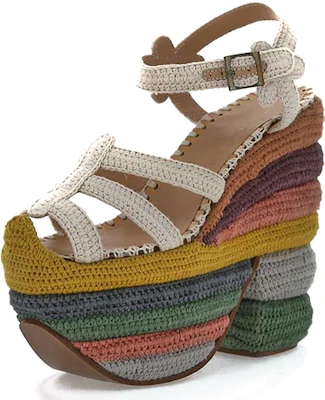 (Women) FERRAGAMO Layered Platform Hook-Weave Wedge 'White' 01P220-70260 Buy (Women) FERRAGAMO Layered Platform Hook-Weave Wedge 'White' 01P220-70260