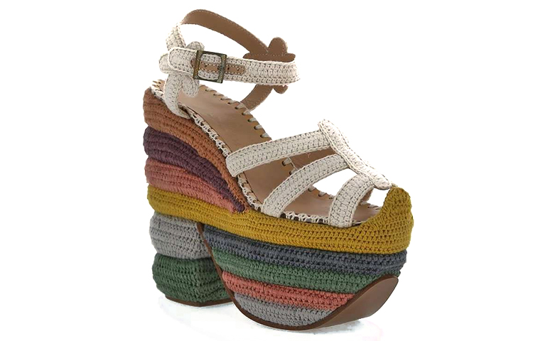 Order (W) FERRAGAMO Plataforma Capas Tejido-Enganche Cuña 'Blanco' 01P220-70260