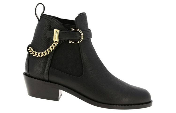 (W) FERRAGAMO Leather Ankle Boots 'Black Buckle' 圖 2