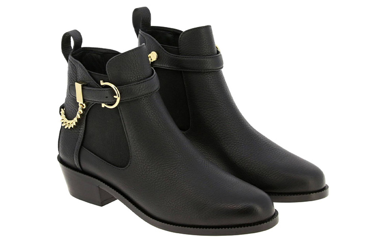 (W) FERRAGAMO Leather Ankle Boots 'Black Buckle' 圖 3