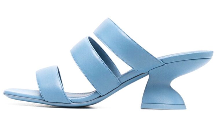 (Women) FERRAGAMO Leather Block-Heel Sandals 'Sky Blue' 01B633-743786