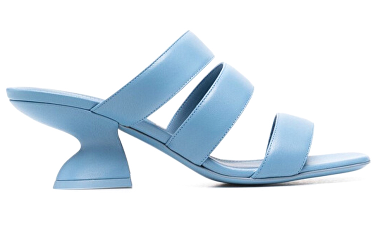 Order (W) Sandalias de Tacón Ancho de Cuero FERRAGAMO 'Azul Cielo' 01B633-743786