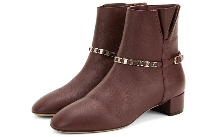 (W) FERRAGAMO Leather Booties 'Red' 圖 4
