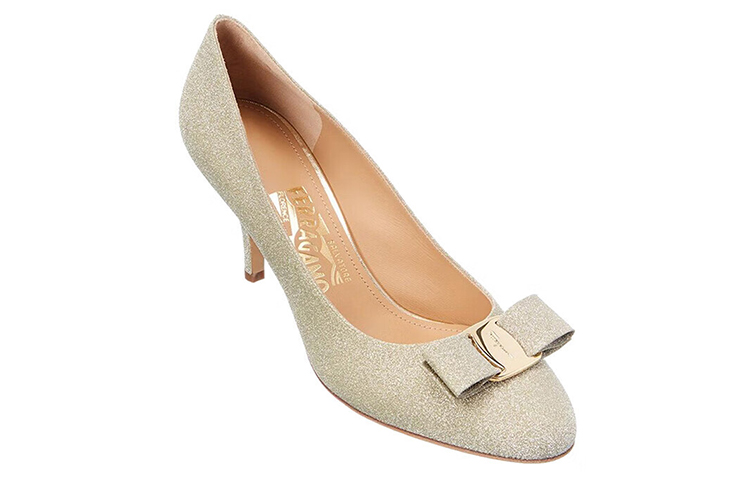 (W) FERRAGAMO Leather Bow High Heel 'Silver' 圖 2