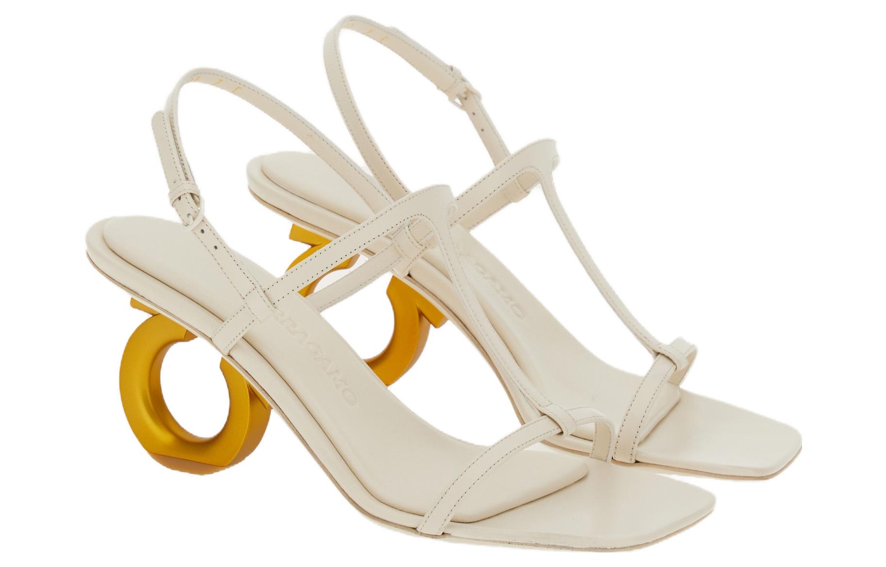 (W) FERRAGAMO Leather Buckle High Heel 'White CMFT' 圖 2