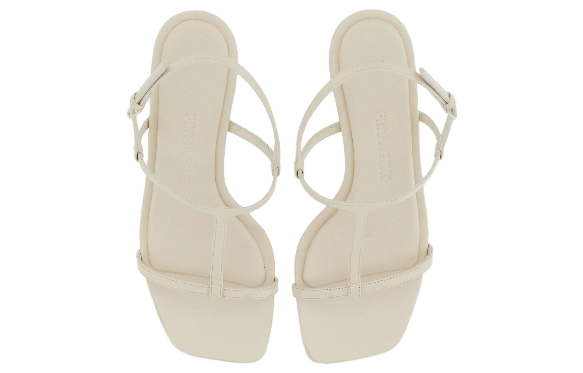 (W) FERRAGAMO Leather Buckle High Heel 'White CMFT' 圖 3