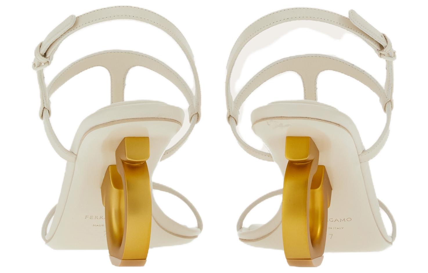 (W) FERRAGAMO Leather Buckle High Heel 'White CMFT' 圖 4