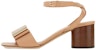 (W) Sandal Tumit Blok Berhujung Empat Berkulit FERRAGAMO 'Beige' 01F915-763191