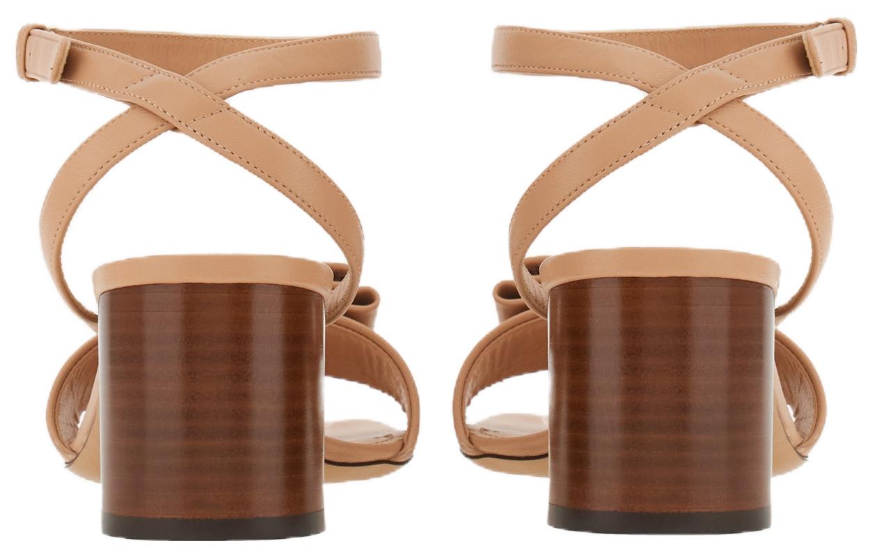 Shop (W) Sandal Tumit Blok Berhujung Empat Berkulit FERRAGAMO 'Beige' 01F915-763191