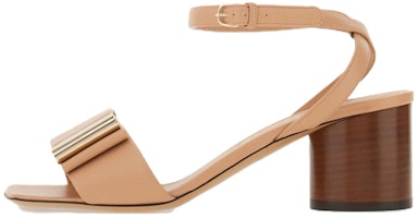 (Women) FERRAGAMO Leather Buckle Square-Toe Block Heel Sandal 'Beige' 01F915-763191 (Women) FERRAGAMO Leather Buckle Square-Toe Block Heel Sandal 'Beige' 01F915-763191