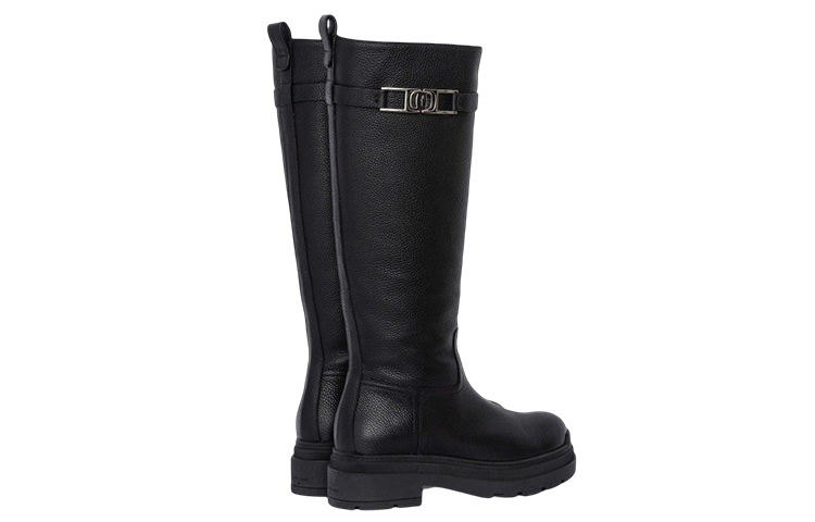 (W) FERRAGAMO Leather Chunky High Boot 'Black' 圖 4