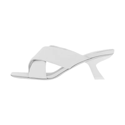 (W) FERRAGAMO Leather Cross-Strap Sandals 'White'