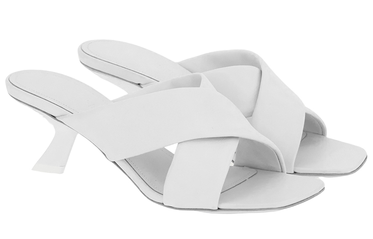 (W) FERRAGAMO Leather Cross-Strap Sandals 'White' 圖 2