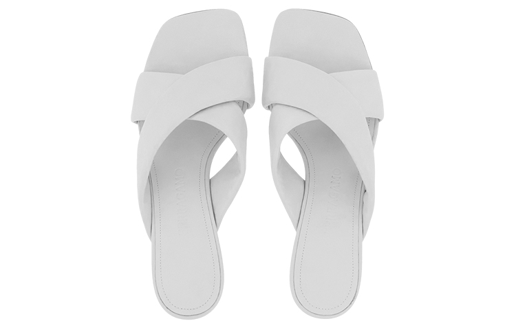 (W) FERRAGAMO Leather Cross-Strap Sandals 'White' 圖 3