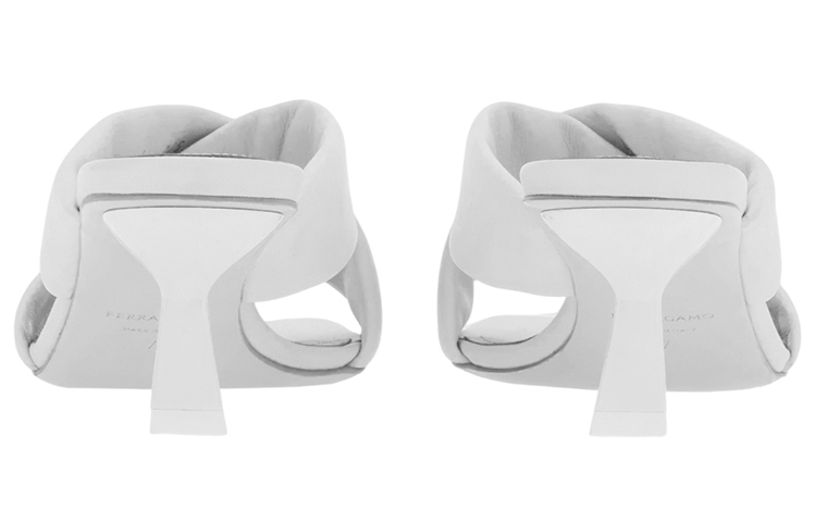 (W) FERRAGAMO Leather Cross-Strap Sandals 'White' 圖 4