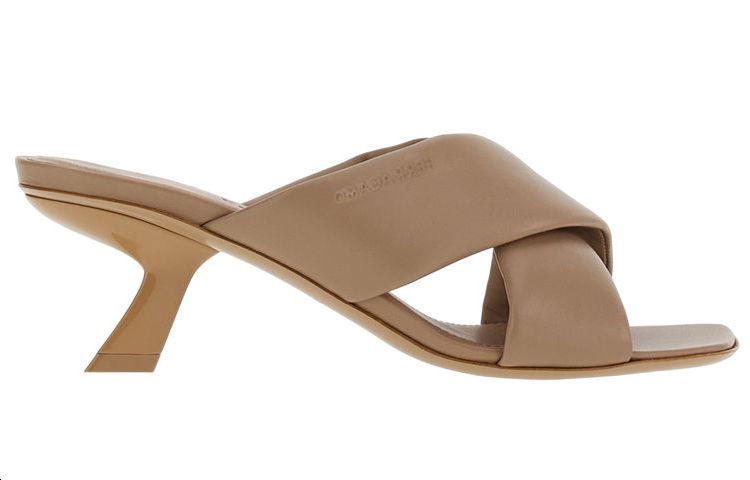 Order (W) Ferragamo皮革交叉带粗跟凉鞋“米色” 01F939-761900