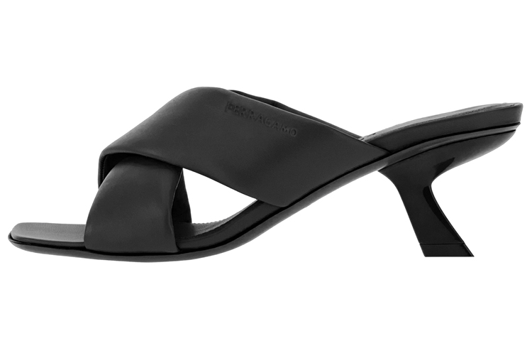 (Women) FERRAGAMO Leather Crossover Strap Sandals 'Black' 01F939-761898