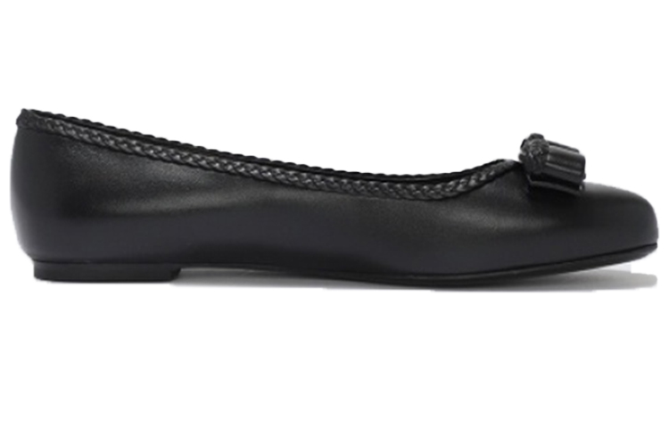 (W) FERRAGAMO Leather Flat 'Black Bow' 圖 2