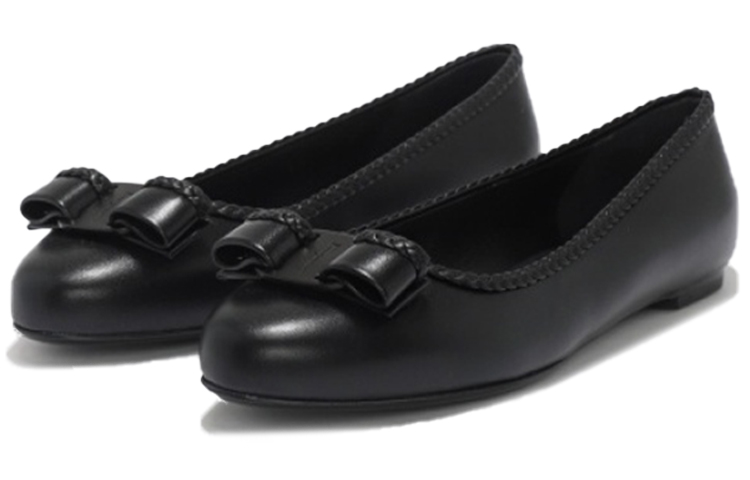 (W) FERRAGAMO Leather Flat 'Black Bow' 圖 3