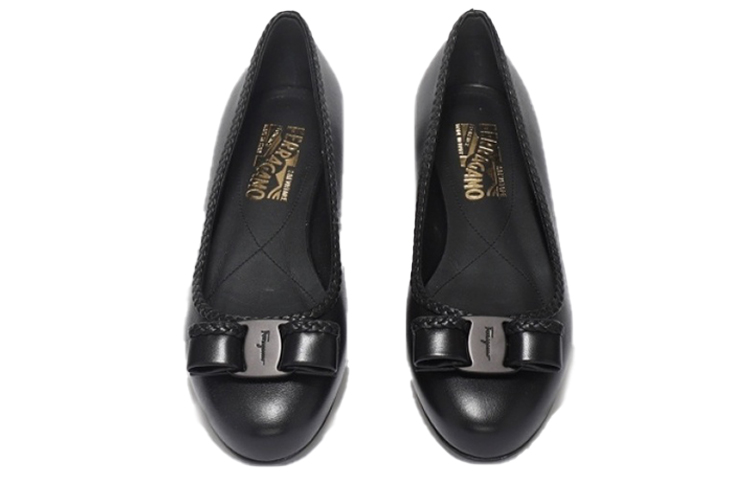 (W) FERRAGAMO Leather Flat 'Black Bow' 圖 4