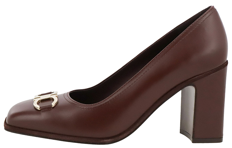 (W) FERRAGAMO Leather High Heel 'Burgundy'