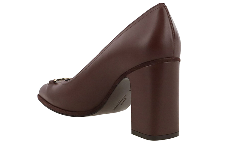 (W) FERRAGAMO Leather High Heel 'Burgundy' 圖 3