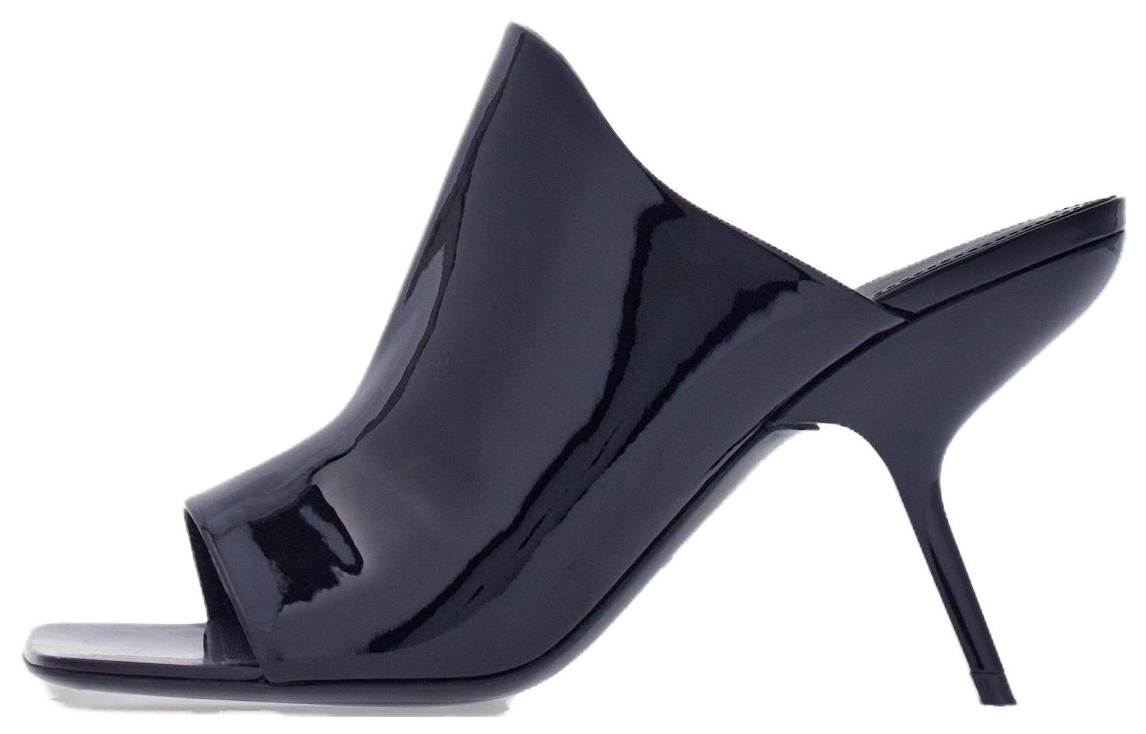 (Women) FERRAGAMO Leather High Heel Mule 'Black Comfort Square Toe' 01G519-767910