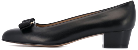 (Women) FERRAGAMO Leather High Heels 'Black Chunky Heel' 017468-574571 (Women) FERRAGAMO Leather High Heels 'Black Chunky Heel' 017468-574571
