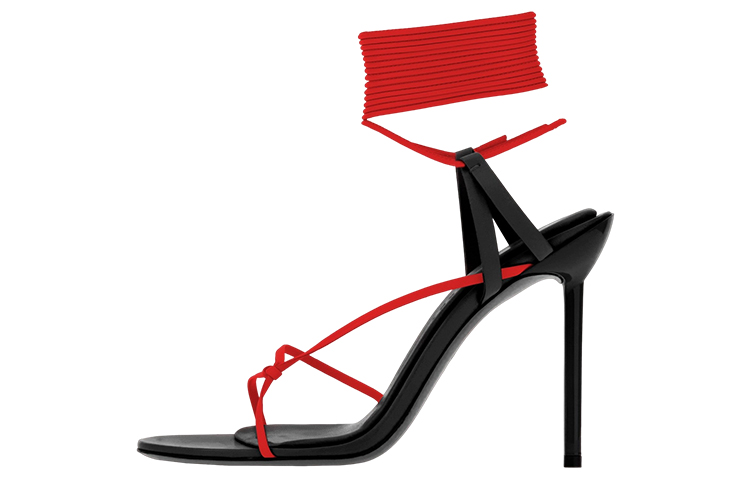 (Women) FERRAGAMO Leather Lace-Up Peep Toe 'Fashion Sandal Black' 01F124-760692